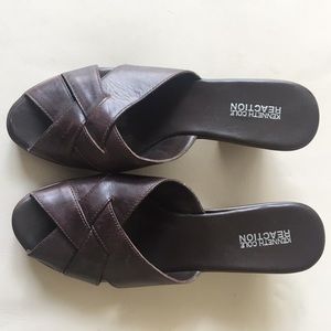 Kenneth Cole Reaction brown leather mule.